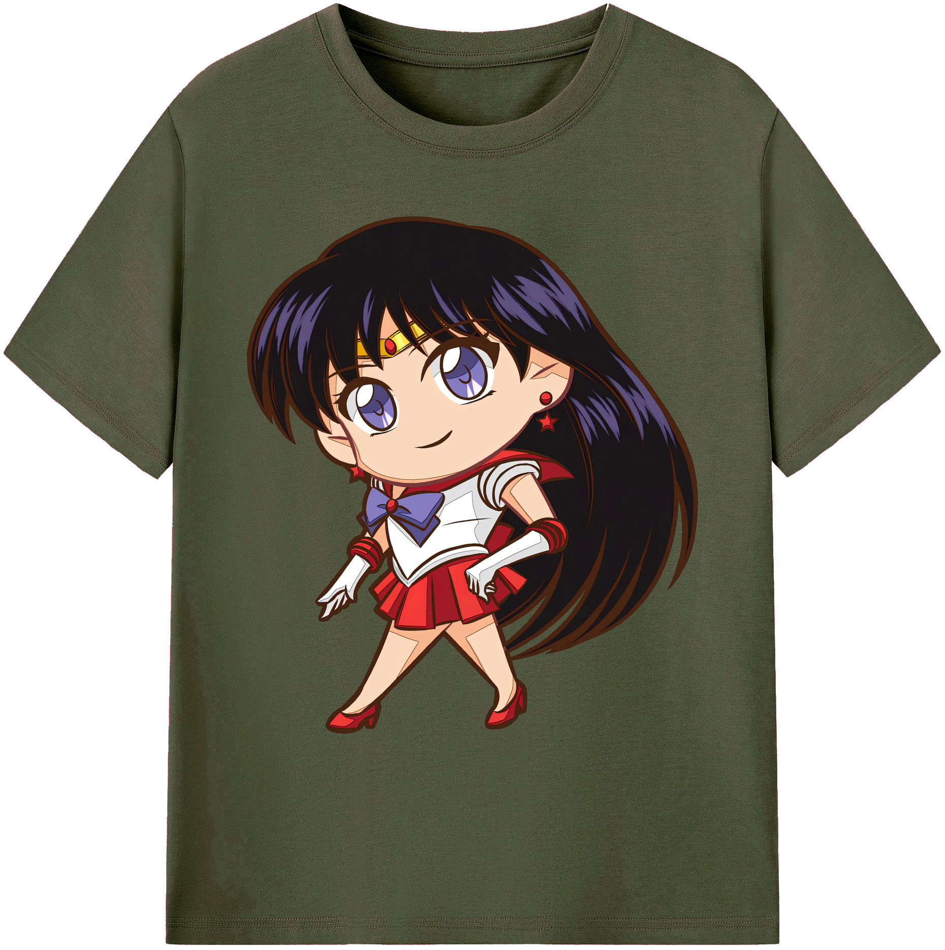 （画像用） 美少女戦士セーラームーン 火野レイ ひの レイ Sailor Moon Hino Rei （セーラーマーズ,Sailor Mars） 綿100％ メンズ半袖Tシャツ｜肌触りやわらか＆通気性